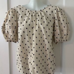 Madewell Cream and Black Polka Dot Blouse